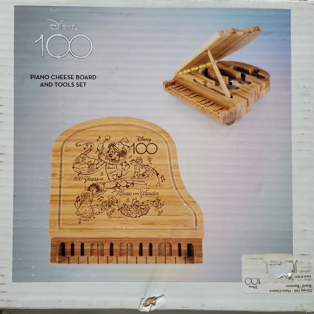 Disneyana 100 Anniversary Piano Cheese Board and Tools Set Bamboo Disney Adult